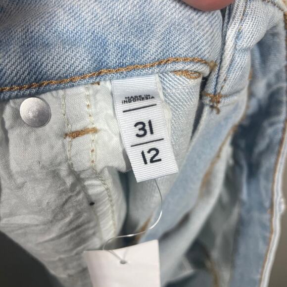 Loft 12/31 Roll Short Denim Jeans Blue Washed Cut Off Curvy Mid Rise Cuffed Hem - Picture 7 of 12